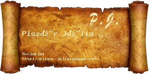 Piszár Júlia névjegykártya
